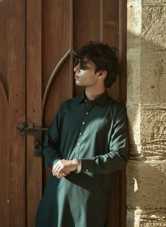 Forest Green Kameez Shalwar