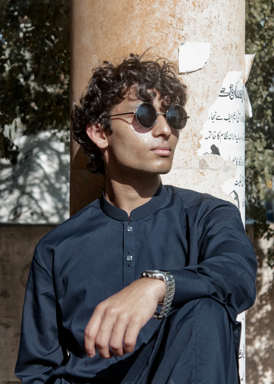 Navy Blue Kameez Shalwar