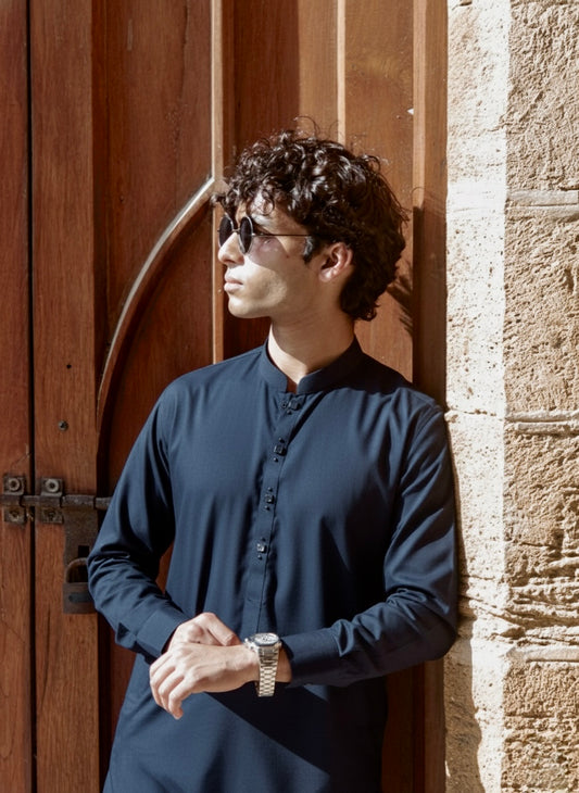 Navy Blue Kameez Shalwar