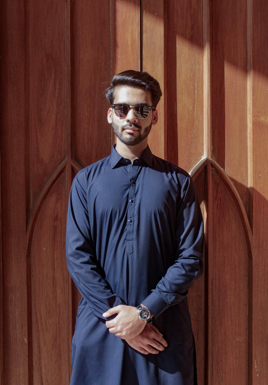 Navy Blue Kameez Shalwar